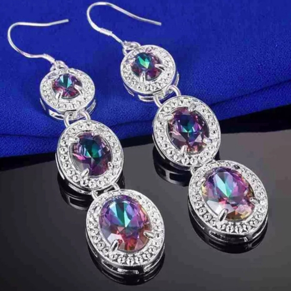 🎀925 Mystic Topaz Dangle Earrings - Picture 3 of 4